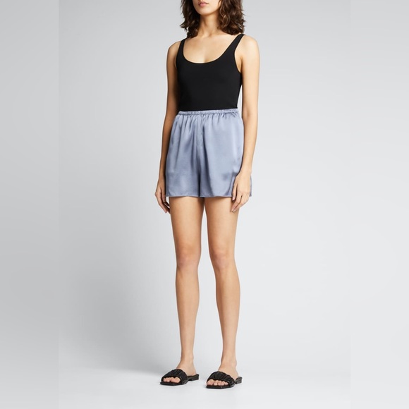 NWOT Vince Silk Satin Pull-On Shorts in Iris Blue Size Medium - Picture 3 of 12